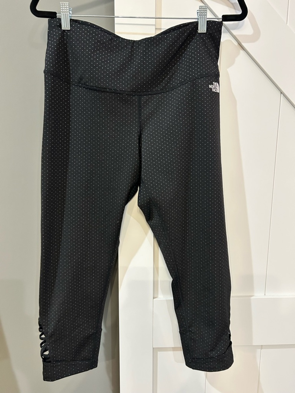 The North Face Black Capri Leggings with Subtle Dot Print
